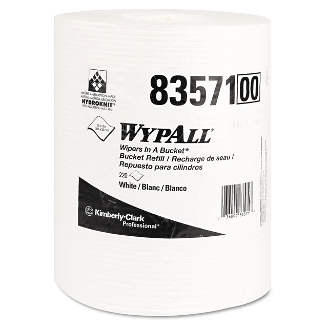 Kimberly-Clark X70 Wipers in a Bucket Refills No Bucket 13 x 10 White 220/Rolls