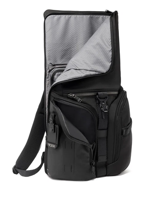 TUMI ALPHA BRAVO Logistics Flap Lid Backpack BLACK 0232759 MSRP $495 AUTHENTICD 2