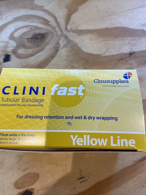 CLINIFAST TUBULAR BANDAGE Wet & Dry Wrapping Yellow Line 10.75cm X 5M 6.00  - PicClick UK