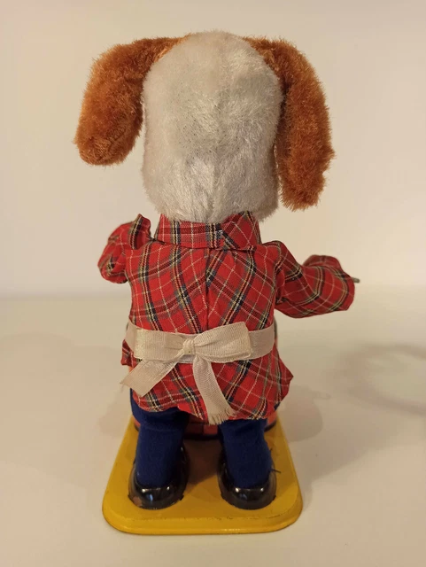 Jouet Ancien Steiff – Chien Articulé à Remonter – Yeux En Verre, Nez Cousu – 26cm – Occasion
