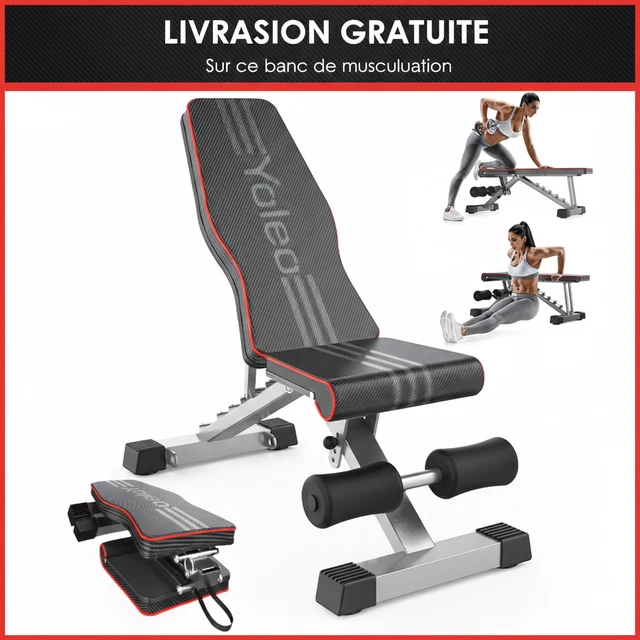 FACAIA Banc de Musculation réglable Banc de Gymnastique Pliable Plat