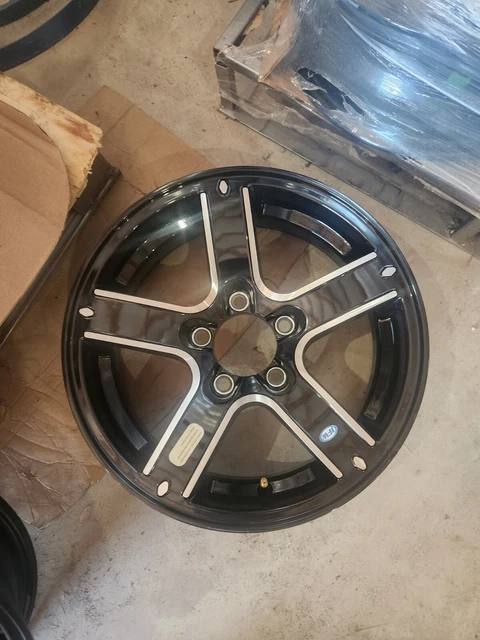 15" x 6" ALUMINUM TRAILER WHEEL 5-LUG ON 4.5 INCHES  -  BLACK
