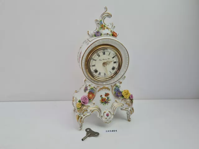 Watch porcelain Dresden Franz Hermle & son two jewels decoration handmade #241451