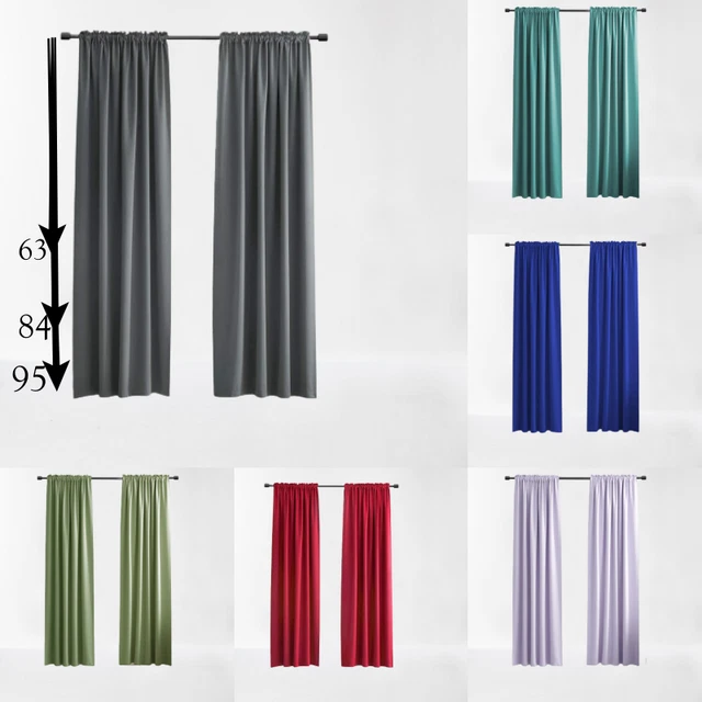 1 Set Faux Silk Panels Unlined Window Curtain Rod Pocket New 110" Wide Mr2