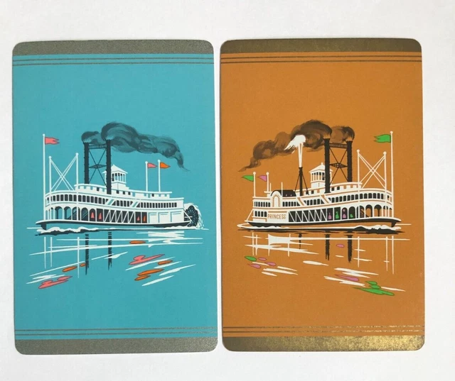 Sail Steam Boat Sailing Ship Cruise Paddle Steamboat 2 Swap Playing Cards 1 Pair