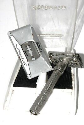 Vintage Gillette Slim Adjustable Safety  Razor With Case and Blades