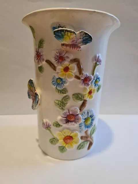 Vintage Butterfly Vase Handpainted Unusual