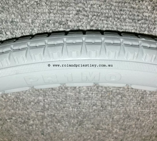 Pair of Pr1mo Wheelchair Tyre Solid Polyurethane Grey 24 x 1-3/8