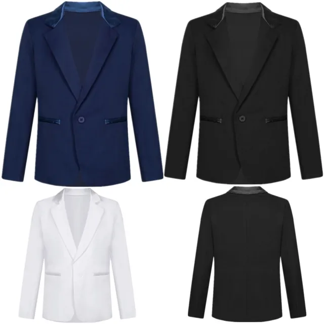 Boys Wedding Gentleman Tuxedo Suit Jacket Coat One Button Lapel Collar Blazer