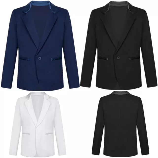Boys Wedding Gentleman Tuxedo Suit Jacket Coat One Button Lapel Collar Blazer