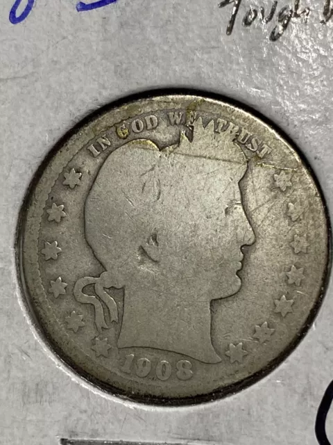 1908-s Barber Quarter 25c, Tough Date, 99 Cent Shipping