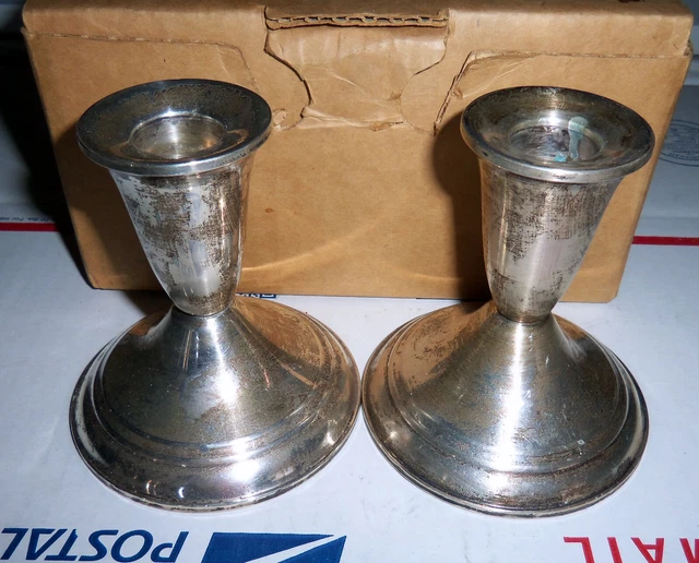Vintage Duchin Creation Sterling Candle Holders Weighted Boxed nos