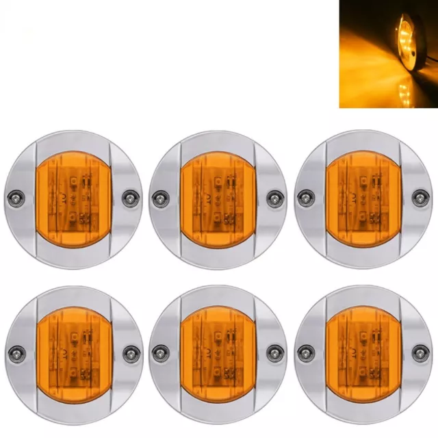 6X Amber 3" Round Marine Boat LED Stern Transom Lights Cabin Deck Courtesy Light