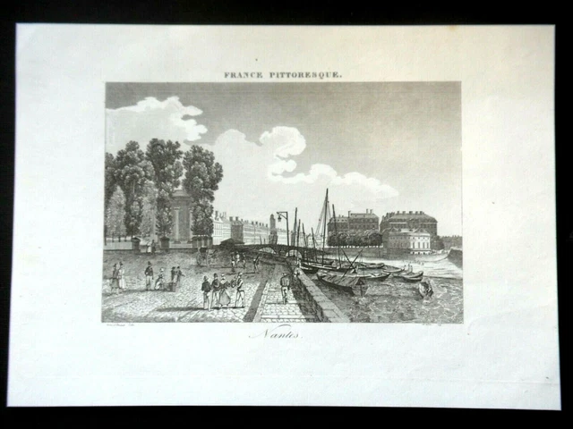 ANTIQUE ENGRAVING 19th century - VIEW OF NANTES - ATLANTIC LOIRE