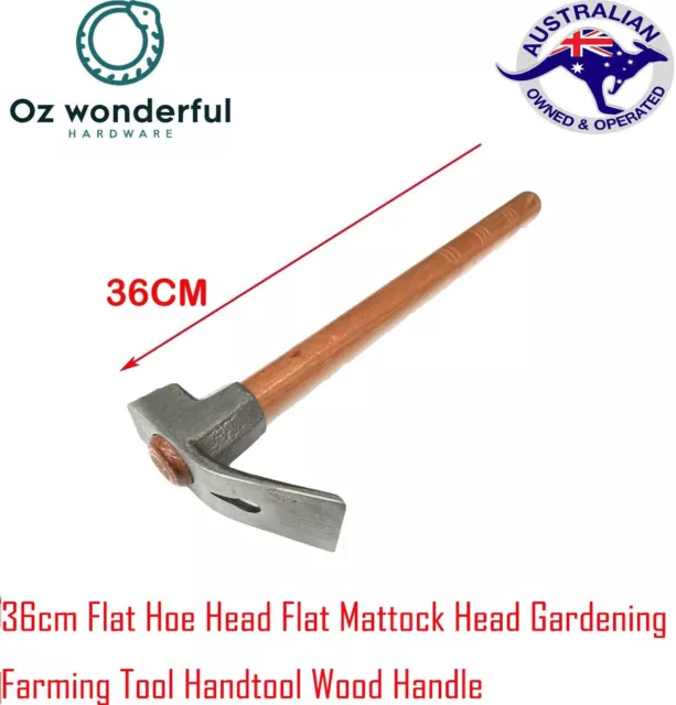 36cm Flat Hoe Head Flat Mattock Head Gardening Farming Tool Handtool Wood Handle