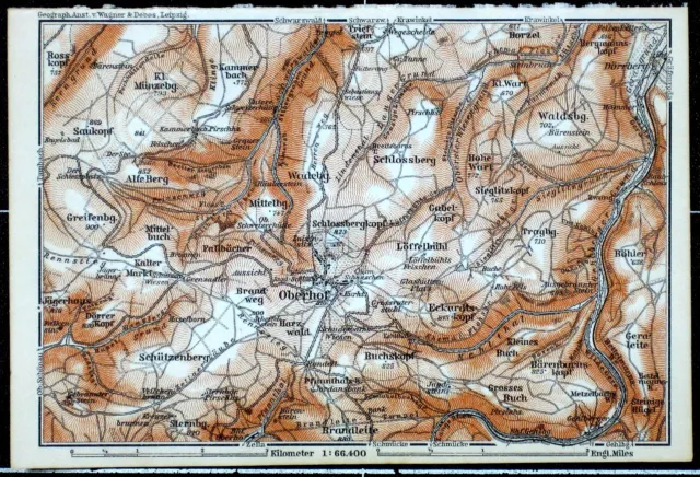 OBERHOF, alte farbige Landkarte, gedruckt um 1900