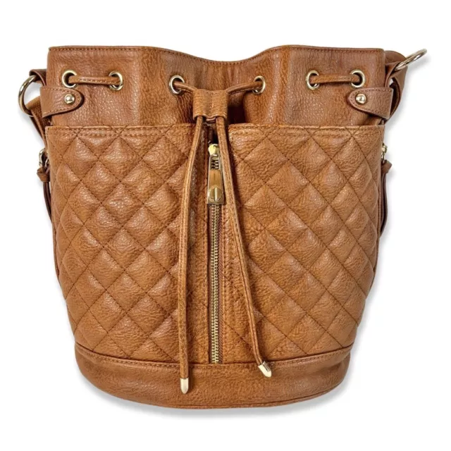 Brown STEVE MADDEN "Bfluttr" Quilted Convertible Bag Backpack Purse Cognac 2