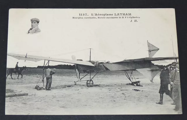 Cpa 1910 Aviation Monoplan Antoinette Aviateur Latham Aeroplane Pionniers