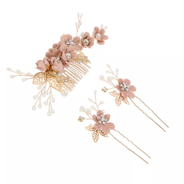 3 Pcs Bridal Comb Alloy Bridesmaid Decorative Flowers Hair Clip Headpiece