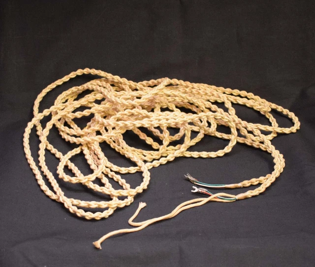 Gpo Ivory Telephone Braided Line Cord 3-Way 298" N.o.s.