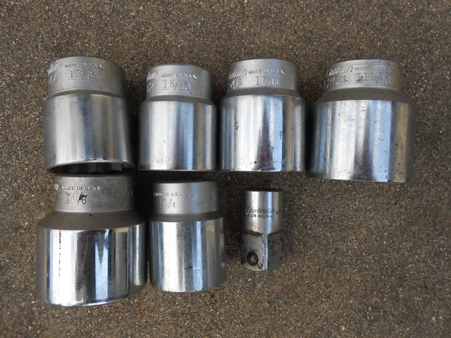 Lot of 6 New Britain 3/4 drive Sockets +adapter Made in USA good used condition