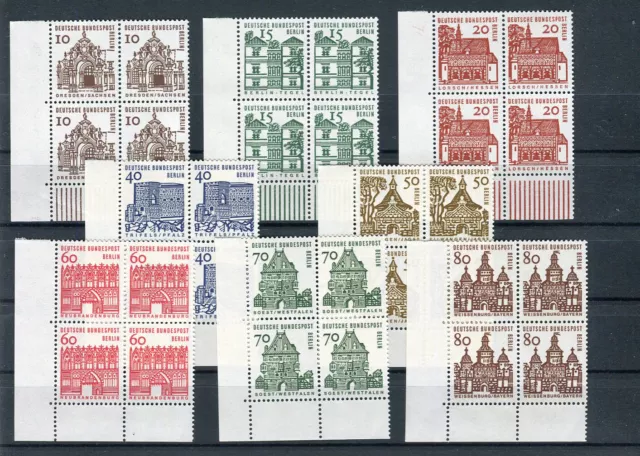 Berlin 242 - 249 Kleine Bauwerke Eckrand Viererblock Satz postfrisch (G2474)