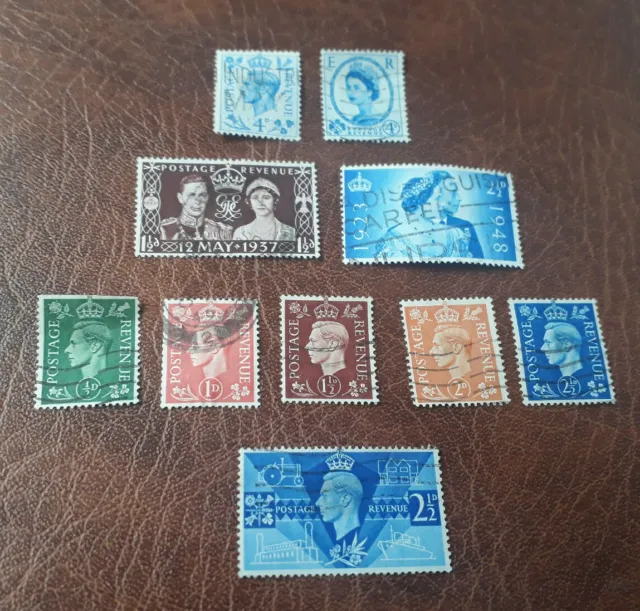 Großbritannien, 1936-1948 kleines Lot aus 10 Briefmarken, gestempelt