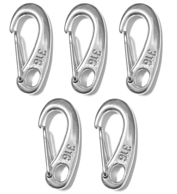 Lot De 2 Mousquetons à œil En Inox 316 (A4) - Longueur 45mm, Qualité Marine, Fabrication France