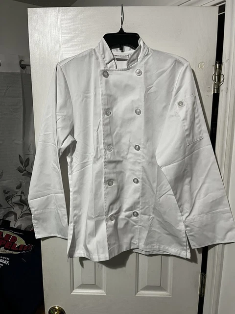 CHEF WORKS women’s WHITE Chef Coat/Shirt.  Size SMALL, NWOT