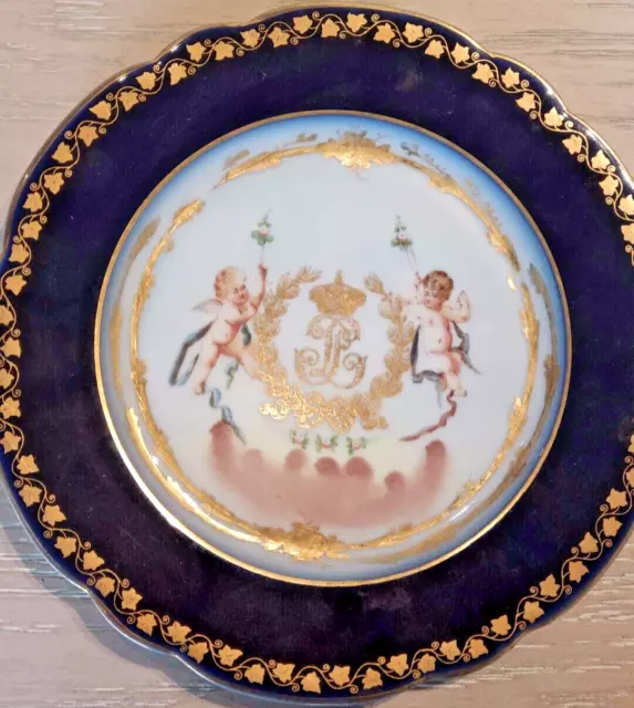 Cobalt Sevres Cherubs Plate Chateau Des Tuileries 1846 Louis Philippe