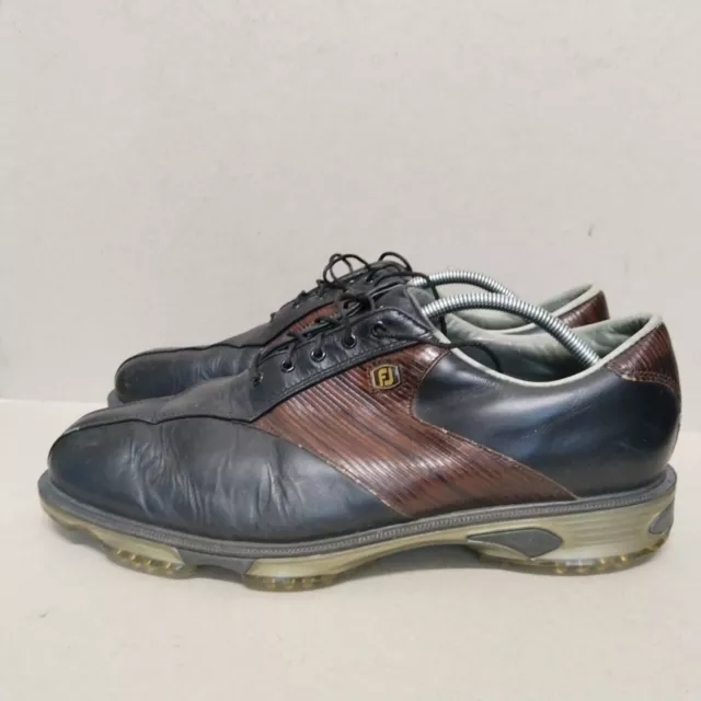 FootJoy 53701 Dryjoys Tour scarpe da golf a righe nere/mogano UK12 EU47 US13