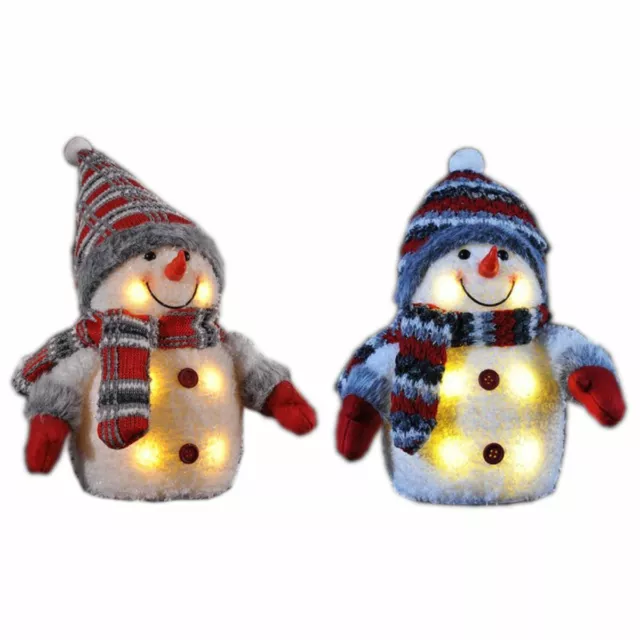 2er Set Pupazzo di Neve Statua Decorativa Statuina di Natale LED Figurine Natale