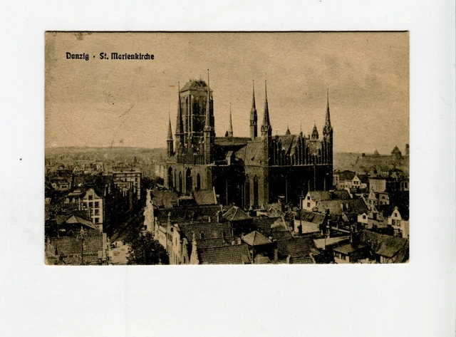 AK Danzig St Marienkirche gelaufen 1928 Freie Stadt Danzig Briefmarke 10 Pfennig