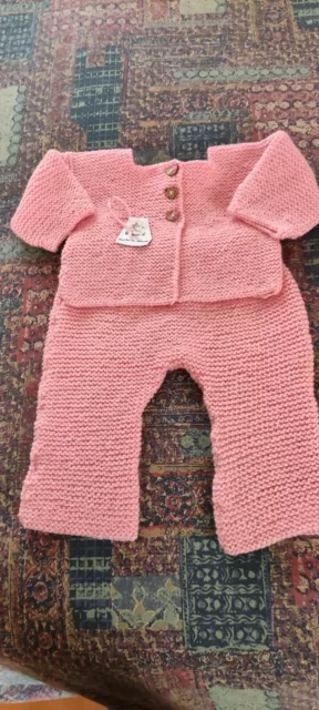 Conjunto de punto bebé jersey y pantalón  6- 12 meses . Hecho a mano