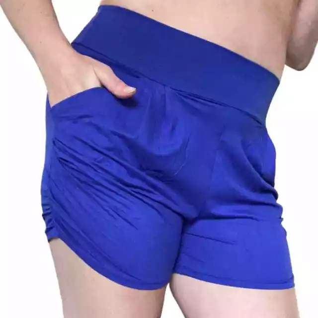 Buttery Soft Solid Harem Shorts with Pockets - Royal Blue