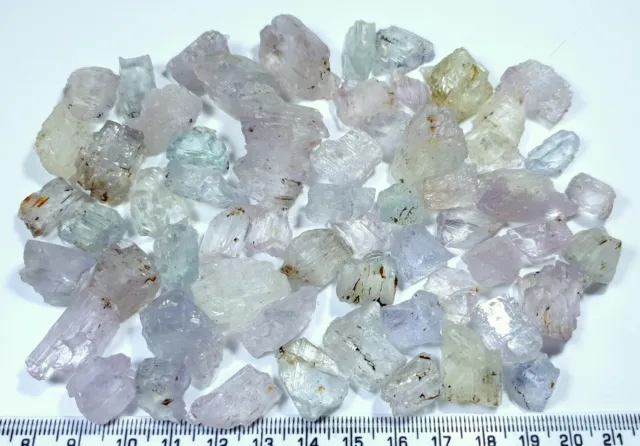 214 Grams Beautiful Colors Kunzite Crystals Type Rough Grade Fully Luster Qty