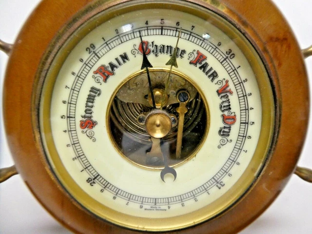 VINTAGE GERMAN CLOCK Face Ships Wheel Barometer West German $76.00 ...