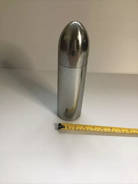 Vintage Unusual Preloved Shell/ Bullet Shaped Stainless Steel Cocktail Shaker