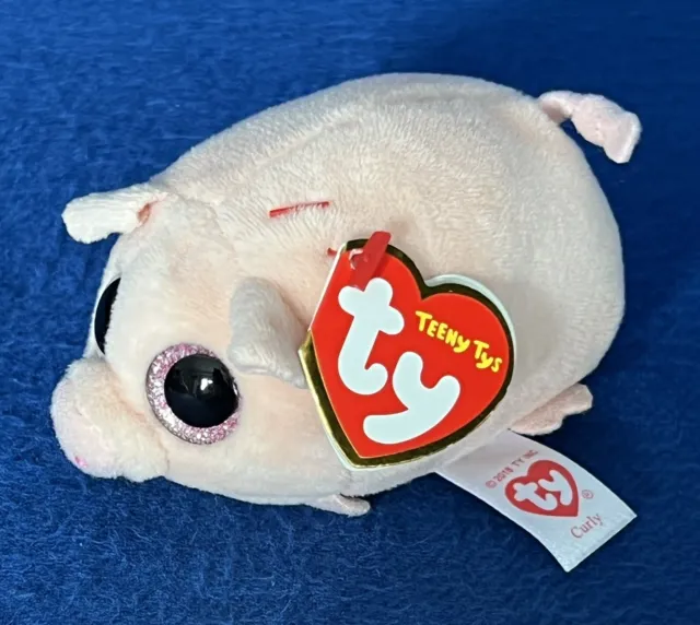 Kuscheltier TY Teeny Toys Schwein Sau Ferkel Curly wie neu, mit Etiketten (II)