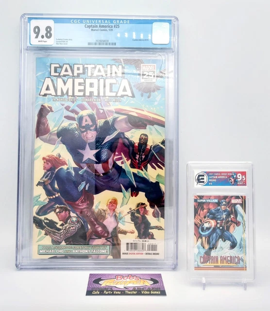CAPTAIN AMERICA #25 (Marvel 2021) CGC 9.8, CAPTAIN AMERICA TRADING CARD EGC 9.5