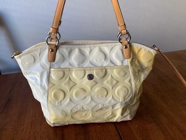 COACH CLEAR GALLERY Embossed Patent Leather Tote Shoulder Bag Zip ...