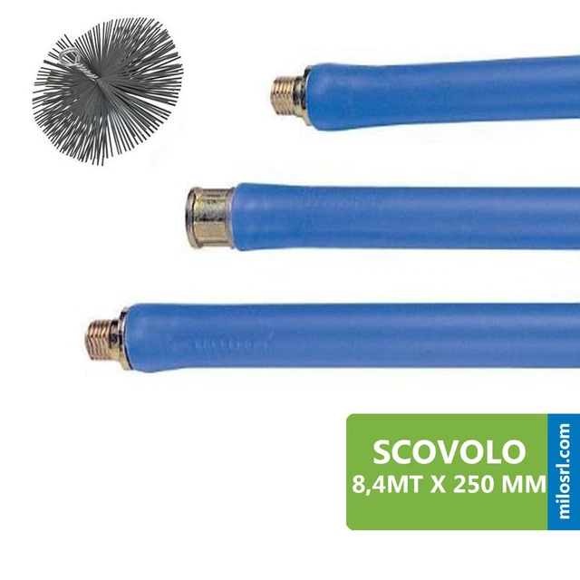 Kit Stufa A Legna Scovolo 250 Mm Pulizia Spazzacamino Pulisci 8.4 Mt Puliscistuf