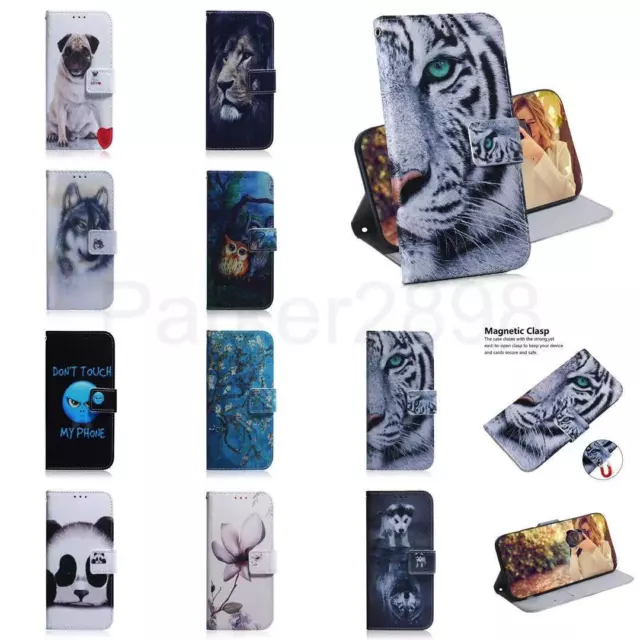Leather Wallet Case for Galaxy S22 S21 S20 FE S10 Note 20 Ultra Plus E Pattern