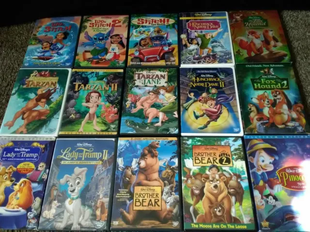 15 Walt Disney Movies DVDs: Tarzan, Lilo & Stitch, Fox & the Hound, Pinocchio