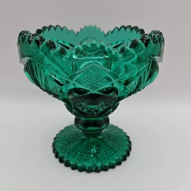 Vintage Imperial Green Glass Compote/Footed Bowl