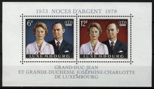 Luxembourg 1978, Silver wedding Grand Duke pair mini sheet VF MNH, Mi Bl 11