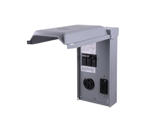 RV Panel with 50 Amp RV Receptacle and 20 Amp GFCI Receptacle