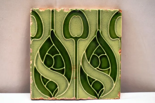 Antique Minton Hollins & Co Wall Tile Floret Pattern Stoke On Trent Porcelain"41