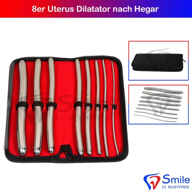 8 Stifte Dilatator Set Uterine Dilator Hegar Gynäkologie Bougie im Etui Vaginal