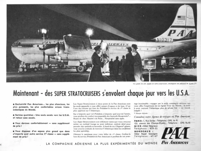 Publicité De Presse 1955 Stratocruisers La Pan American Compagnie Aérienne Paa